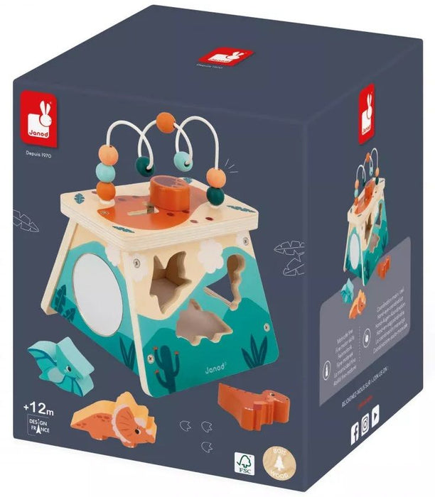 Дървена играчка Janod - Мултиактивен вулкан, Дино