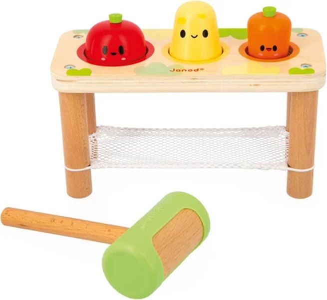 Детска дървена игра Janod - Удари зеленчуците