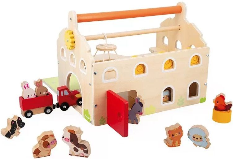 Дървена играчка Janod - Ферма с животни и аксесоари