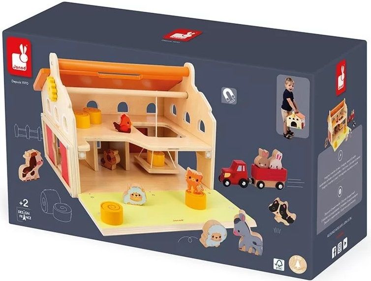 Дървена играчка Janod - Ферма с животни и аксесоари