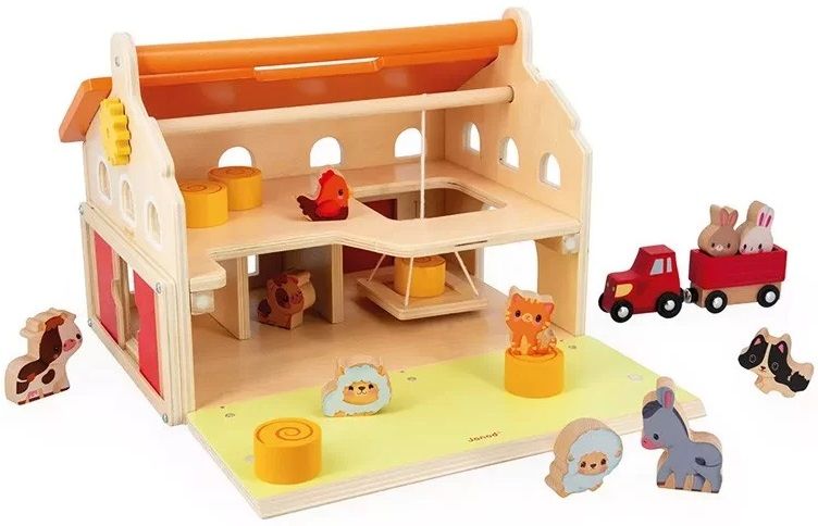 Дървена играчка Janod - Ферма с животни и аксесоари