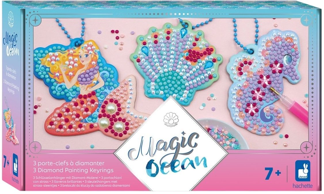 Творчески комплект Janod - Magic Ocean, диамантени ключодържатели