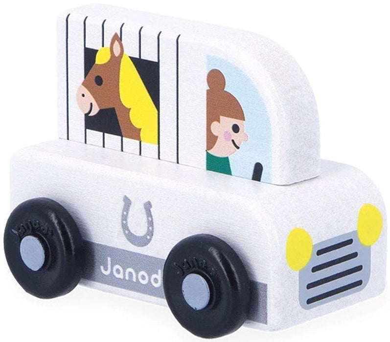 Дървена количка Janod Cross Roads - Камион за коне