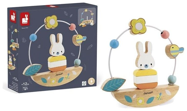 Детска играчка Janod Pure - Люлеещ се заек, 4 части