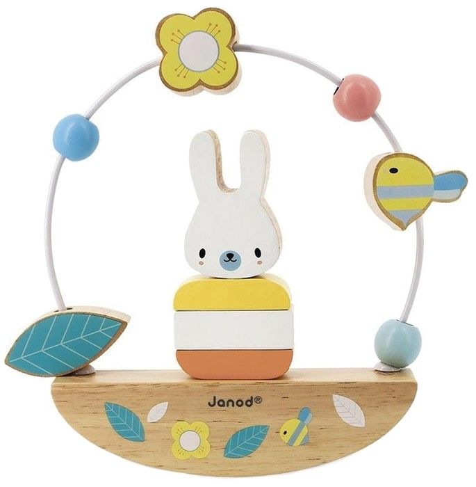 Детска играчка Janod Pure - Люлеещ се заек, 4 части