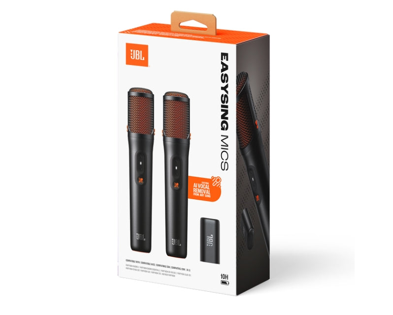 JBL EASYSING MICS Два безжични микрофона, захранвани от изкуствен интелект, с премахване на вокали в реално време