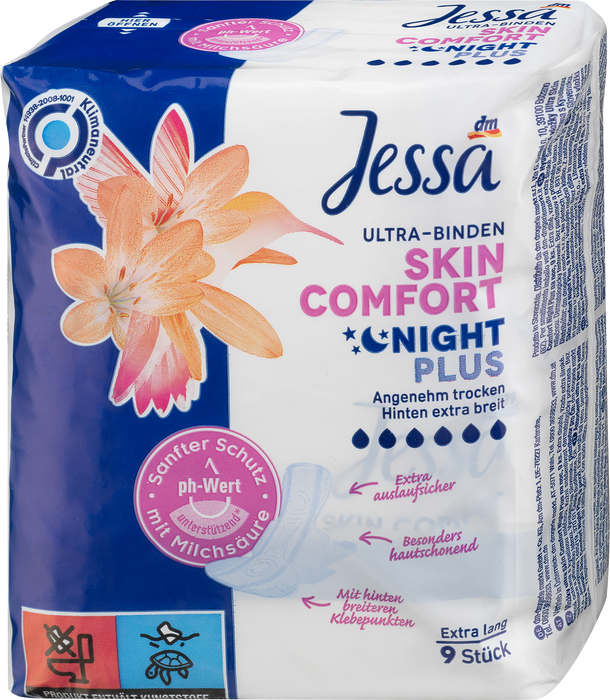 Дамски превръзки Ultra Skin Comfort Night Plus, 9 бр