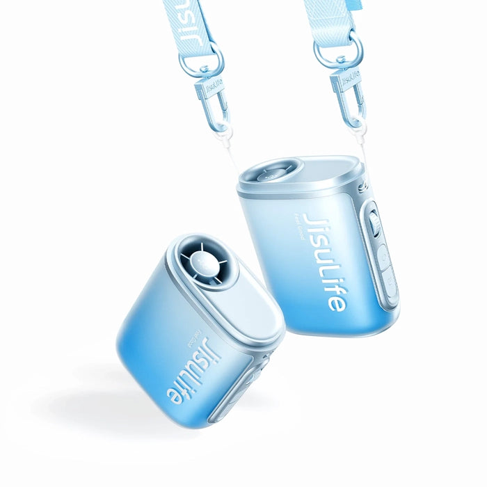 Jisulife вентилатор за врата 5 4500mAh мини вентилатор с връзка за връзка - син