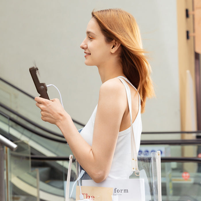 Jisulife Ръчен вентилатор Life8 Plus Портативен USB вентилатор с функция Преносима батерия Powerbank 4500mAh и фенерче - кафяв