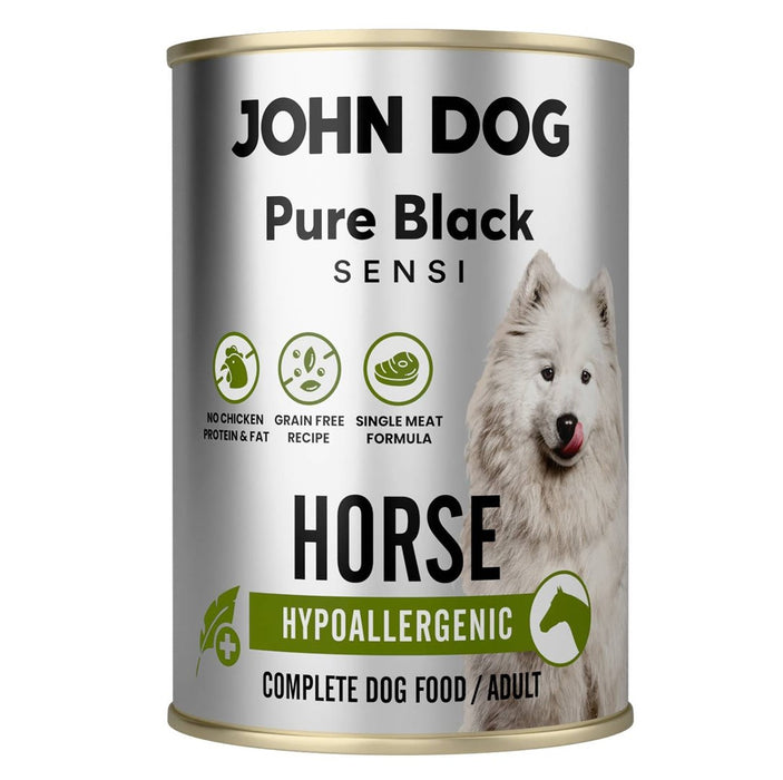 JOHN DOG Pure Black Sensi Хипоалергенна храна за коне - мокра храна за кучета - 400 г