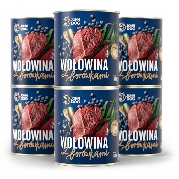 JOHN DOG Berry Adult Beef с боровинки - Мокра храна за кучета - 6 x 800 г