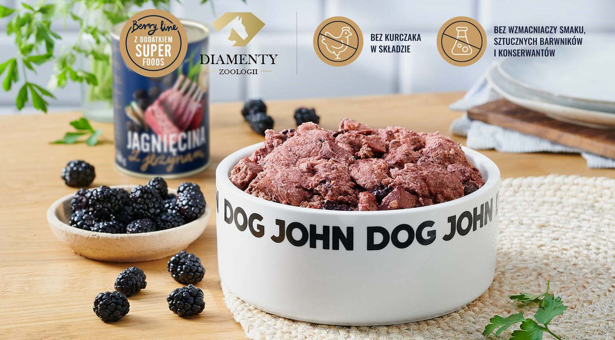 JOHN DOG Berry Adult Lamb с къпини - Мокра храна за кучета - 6 x 800 г