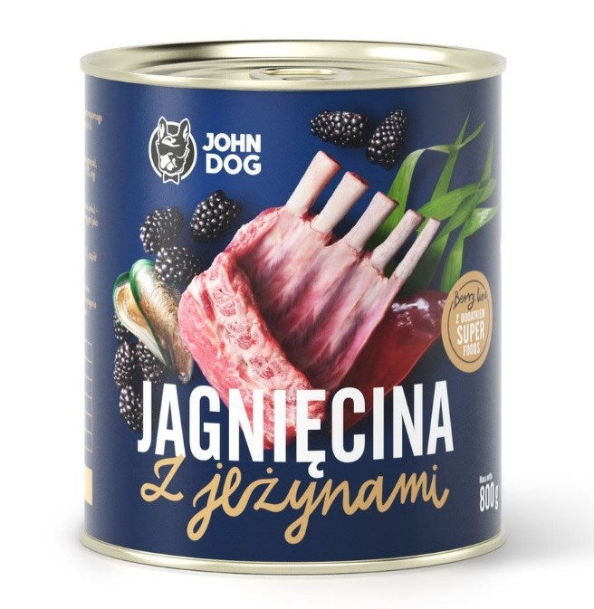 JOHN DOG Berry Adult Lamb с къпини - Мокра храна за кучета - 6 x 800 г