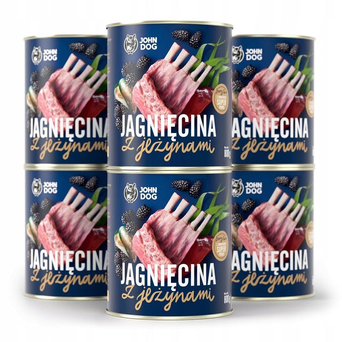JOHN DOG Berry Adult Lamb с къпини - Мокра храна за кучета - 6 x 800 г