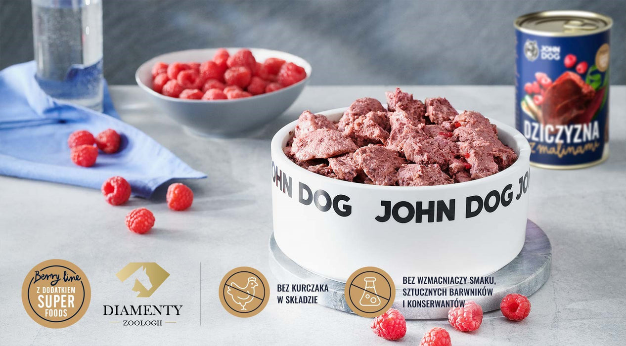 JOHN DOG Berry Adult Venison с малини - Мокра храна за кучета - 800 г