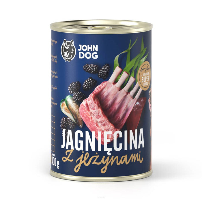 JOHN DOG Berry Adult Lamb с къпини - Мокра храна за кучета - 6 x 400 г