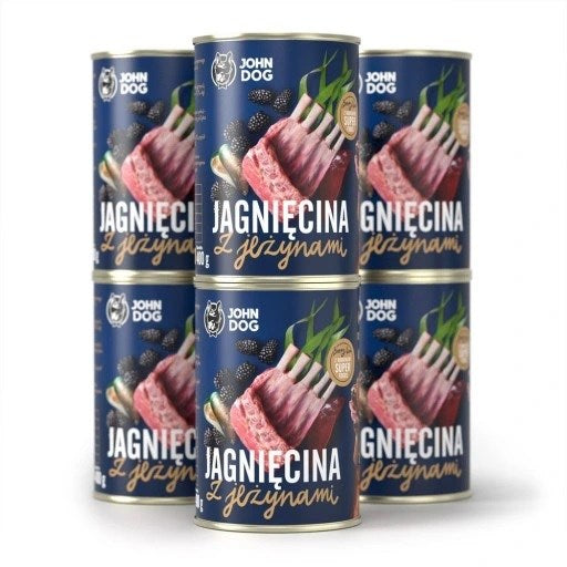 JOHN DOG Berry Adult Lamb с къпини - Мокра храна за кучета - 6 x 400 г