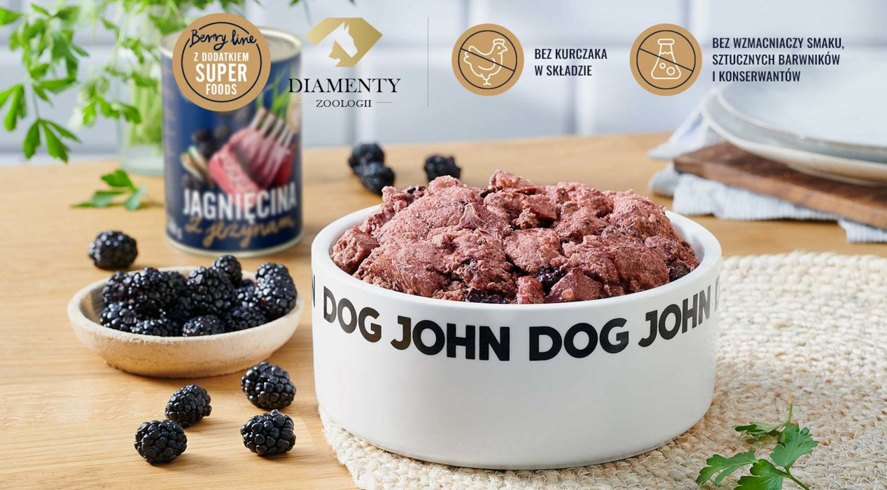 JOHN DOG Berry Adult Lamb с къпини - Мокра храна за кучета - 6 x 400 г