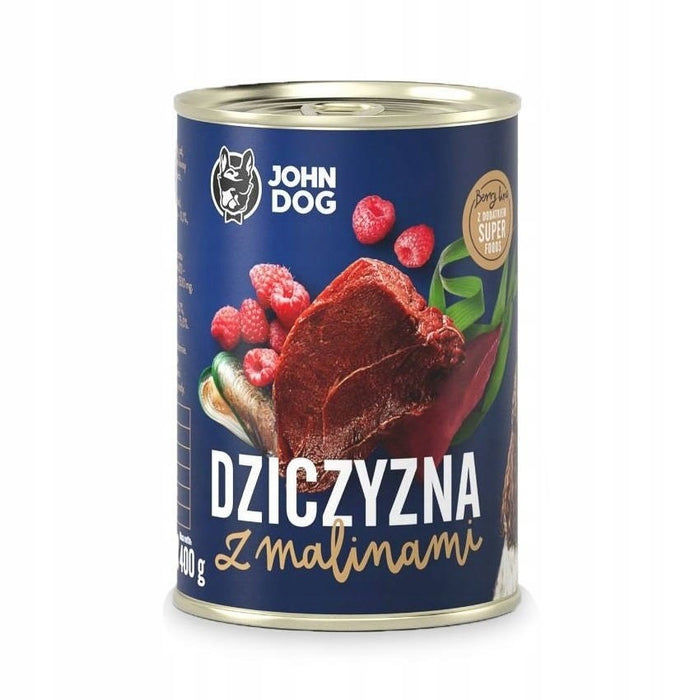 JOHN DOG Berry Adult Venison с малини - Мокра храна за кучета - 6x400 г