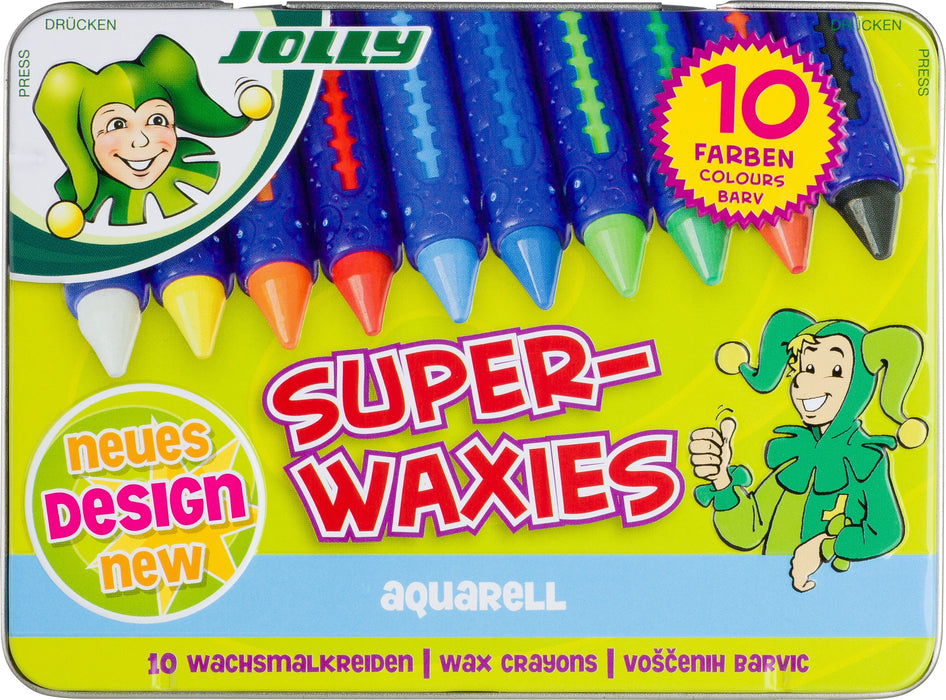Акварелни восъчни пастели JOLLY Superwaxies Aquarell в метална кутия – 10 цвята