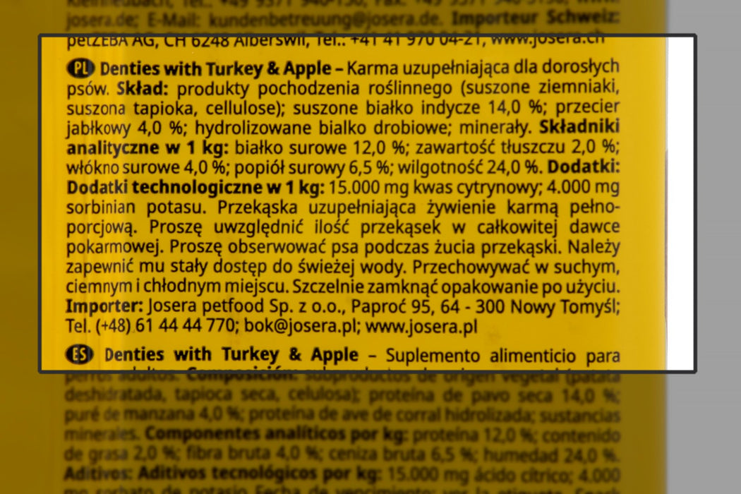 JOSERA Denties Пуешко с ябълка - Лакомство за кучета - 180 г