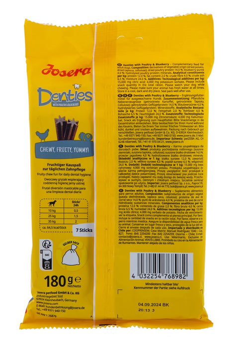 JOSERA Denties Птиче месо с боровинки - Лакомство за кучета - 180 г