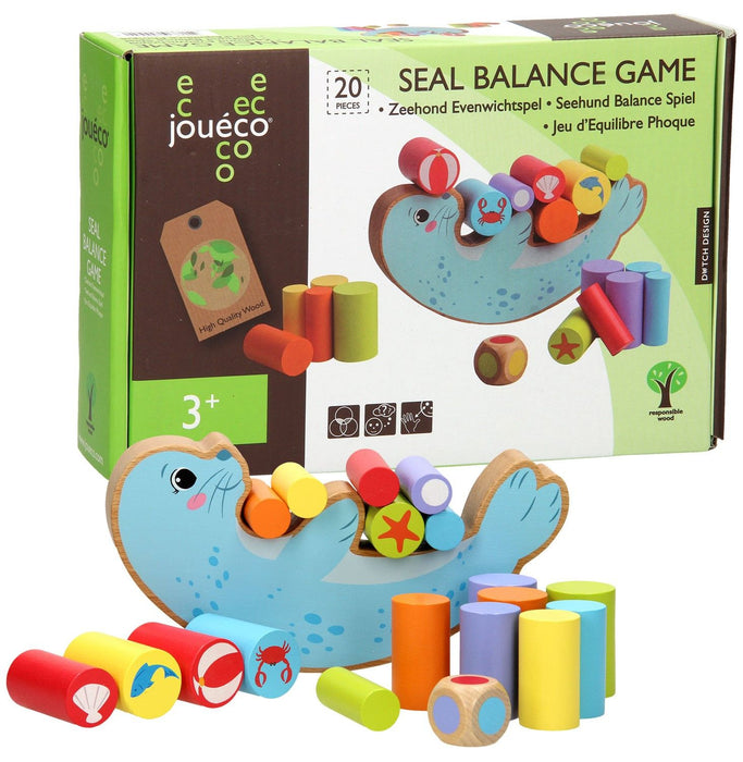 Дървена игра за баланс Joueco - Тюлен