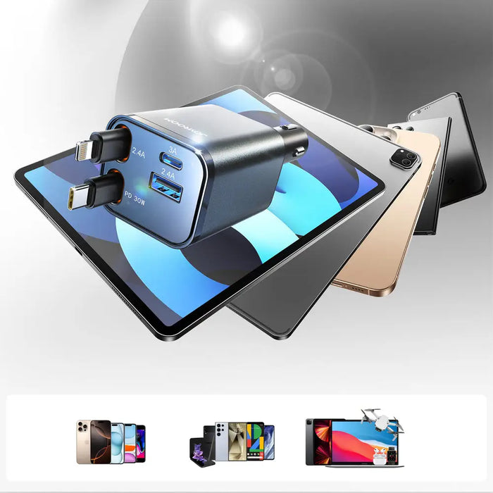 Joyroom JR-CCL05 30W 4-в-1 зарядно за кола с 2 вградени