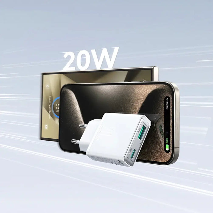 Joyroom JR-TCF14 20W USB-A USB-C супер тънко стенно зарядно