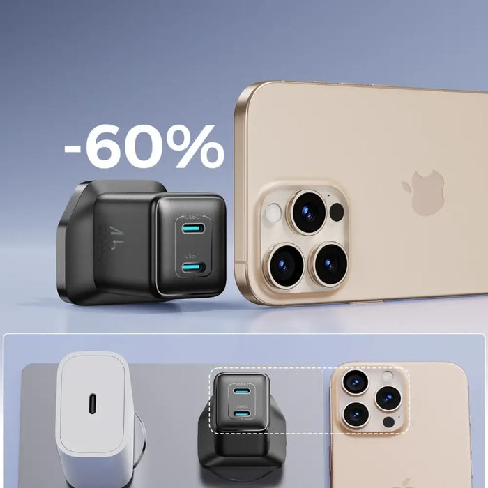 Joyroom JR-TCG17 45W 2 x USB-C стенно зарядно (UK plug)