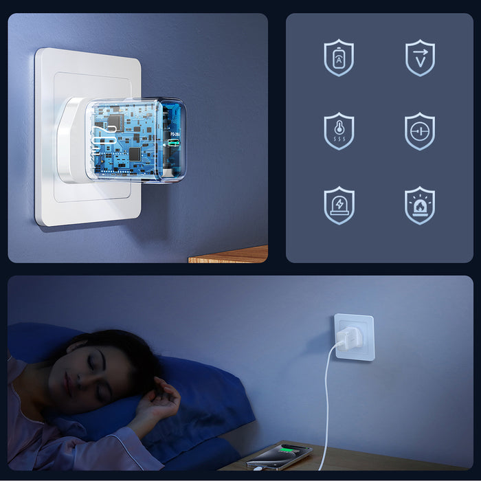 Joyroom JR-TCF20 PD 20W стенно зарядно устройство (щепсел за Великобритания) - бяло