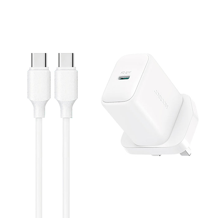 Joyroom JR-TCF20 PD 20W стенно зарядно устройство (UK щепсел) с 1m USB-C кабел - бяло