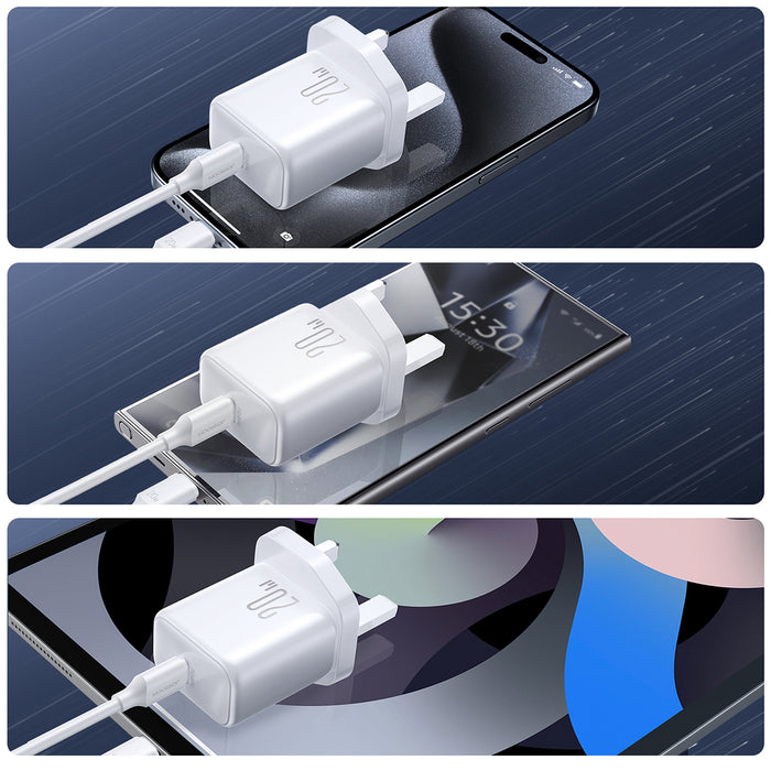 Joyroom JR-TCF20 PD 20W стенно зарядно устройство (UK щепсел) с 1m USB-C кабел - бяло