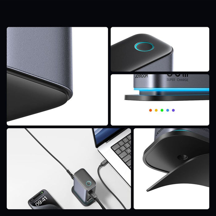 Joyroom JR-TCM02 GaN 65W зарядно устройство станция за зареждане 4xUSB-C 2xUSB-A UK щепсел - сив