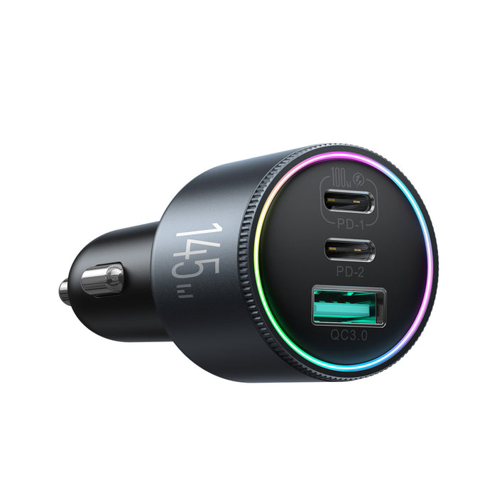 Зарядно за кола Joyroom JR-CCN07 145W 2xUSB-C USB-A + 100W USB-C кабел - тъмносиво