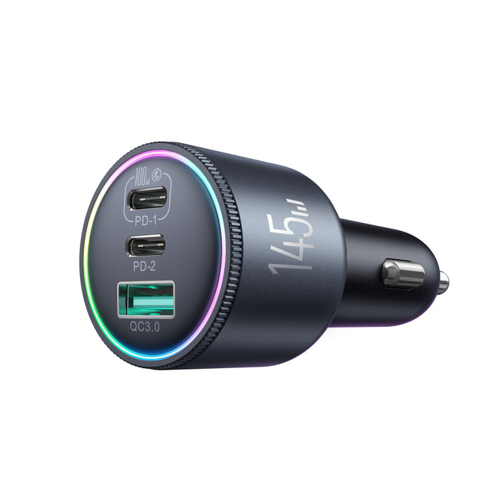 Зарядно за кола Joyroom JR-CCN07 145W 2xUSB-C USB-A + 100W USB-C кабел - тъмносиво