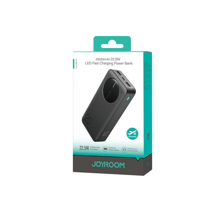 Joyroom JR-PBF14 Pro Преносима батерия Powerbank 22.5W 20000mAh с дигитален дисплей 2x USB-A 1x USB-C - Черен