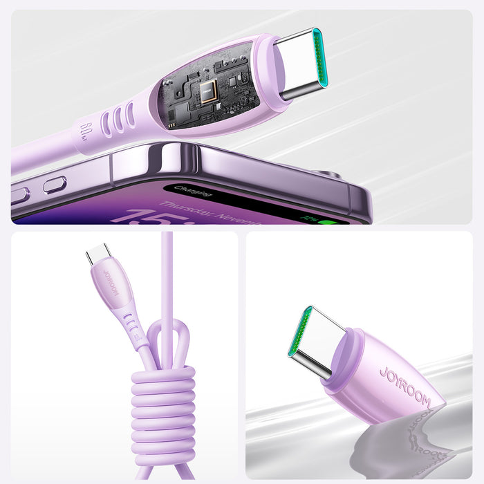 Joyroom S-A59 Vibrant Series 60W USB-C - USB-C кабел 1.2 м - лилав
