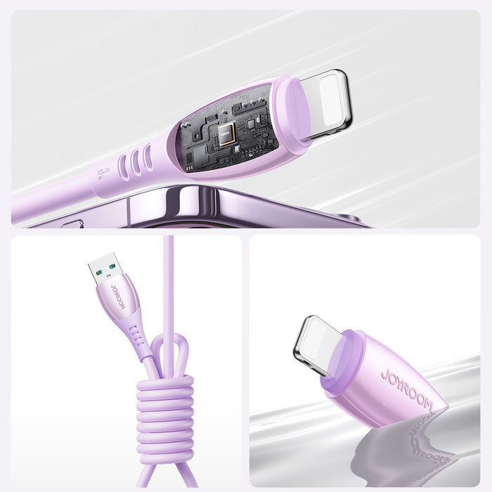 Кабел Joyroom S-A59 Vibrant Series 3A USB-A - Lightning 1.2 м - лилав