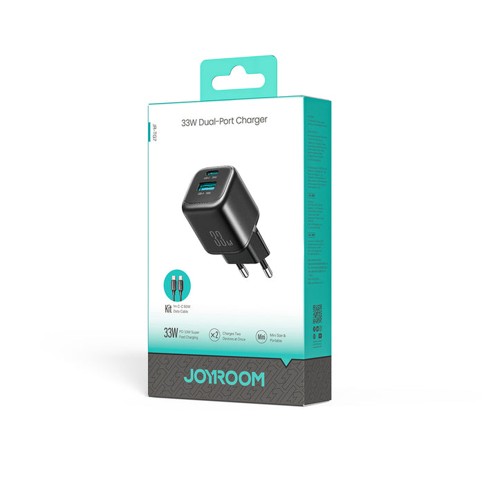 Зарядно за стена Joyroom JR-TG7 33W USB-A + USB-C с 60W USB-C към USB-C кабел 1 м - черно