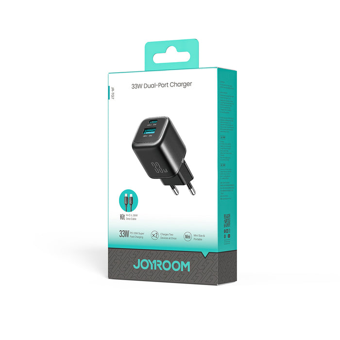 Зарядно за стена Joyroom JR-TG7 33W USB-A + USB-C с 30W USB-C - Lightning 1m кабел - черно