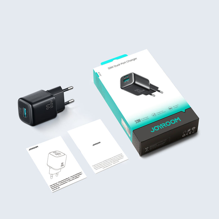 Зарядно за стена Joyroom JR-TG7 33W USB-A + USB-C с 30W USB-C - Lightning 1m кабел - черно
