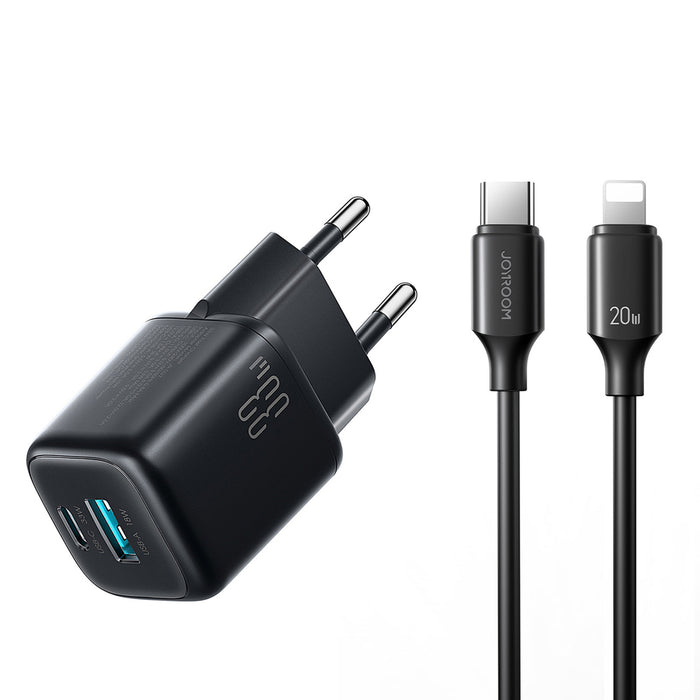 Зарядно за стена Joyroom JR-TG7 33W USB-A + USB-C с 30W USB-C - Lightning 1m кабел - черно