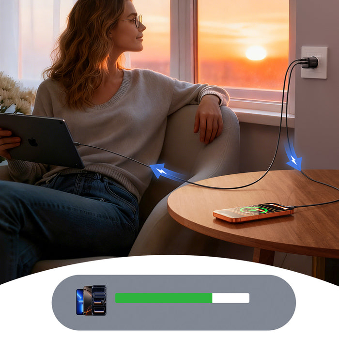 Зарядно за стена Joyroom JR-TG7 33W USB-A + USB-C с 30W USB-C - Lightning 1m кабел - черно