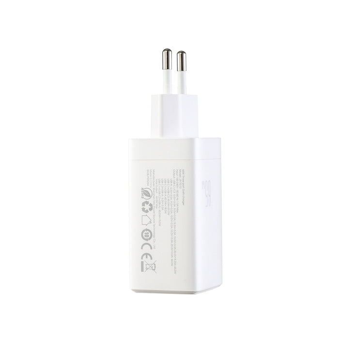 Зарядно за стена Joyroom JR-TG10 65W GaN 2x USB-C + USB-A със 100W USB-C - USB-C 1.2m кабел - бяло