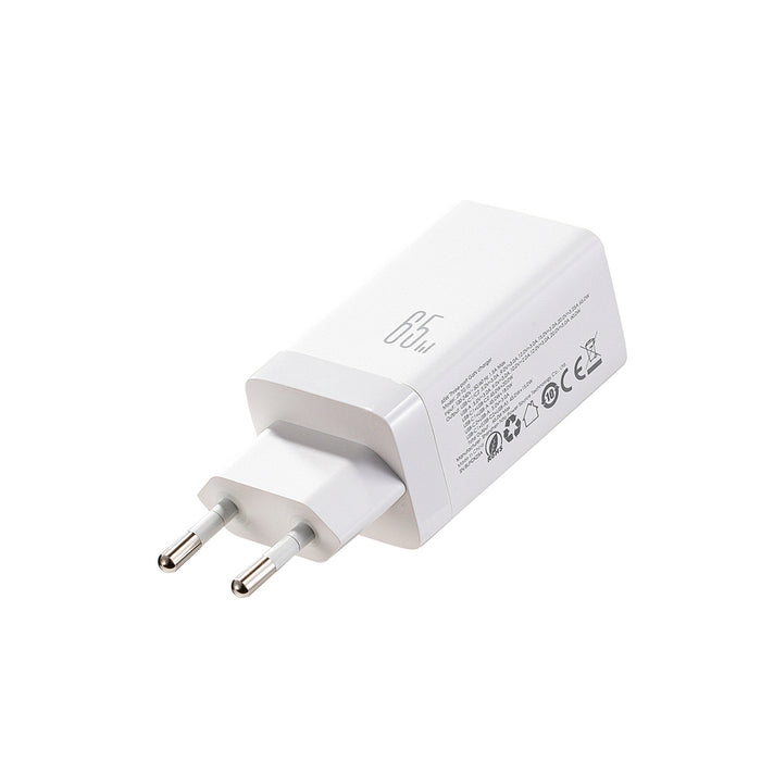 Зарядно за стена Joyroom JR-TG10 65W GaN 2x USB-C + USB-A със 100W USB-C - USB-C 1.2m кабел - бяло
