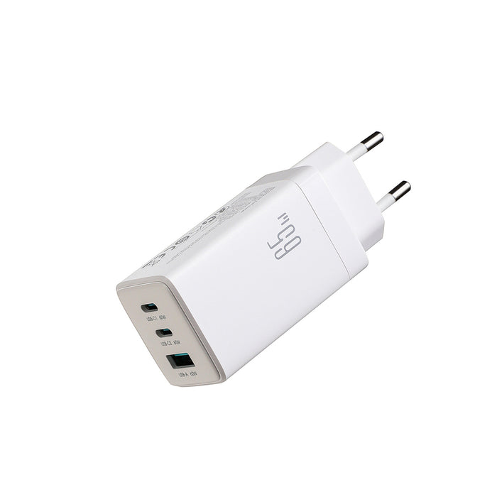 Зарядно за стена Joyroom JR-TG10 65W GaN 2x USB-C + USB-A със 100W USB-C - USB-C 1.2m кабел - бяло