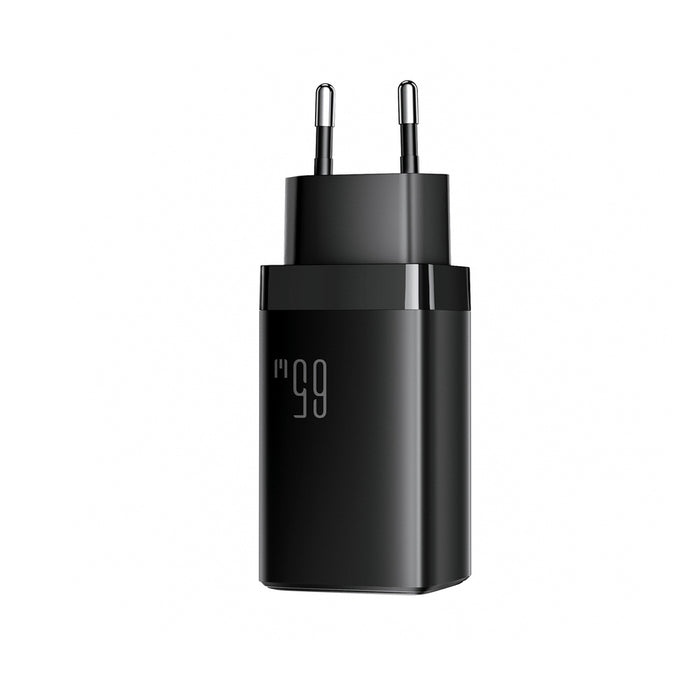 Зарядно за стена Joyroom JR-TG10 65W GaN 2x USB-C + USB-A със 100W USB-C - USB-C 1.2m кабел - черно