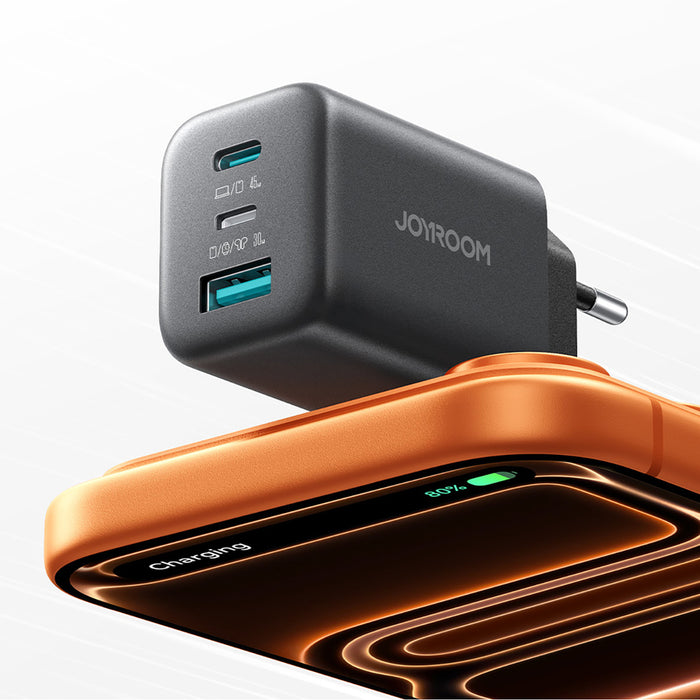 Зарядно за стена Joyroom JR-TO1 GaN 45 USB-C Lightning USB-A - черно