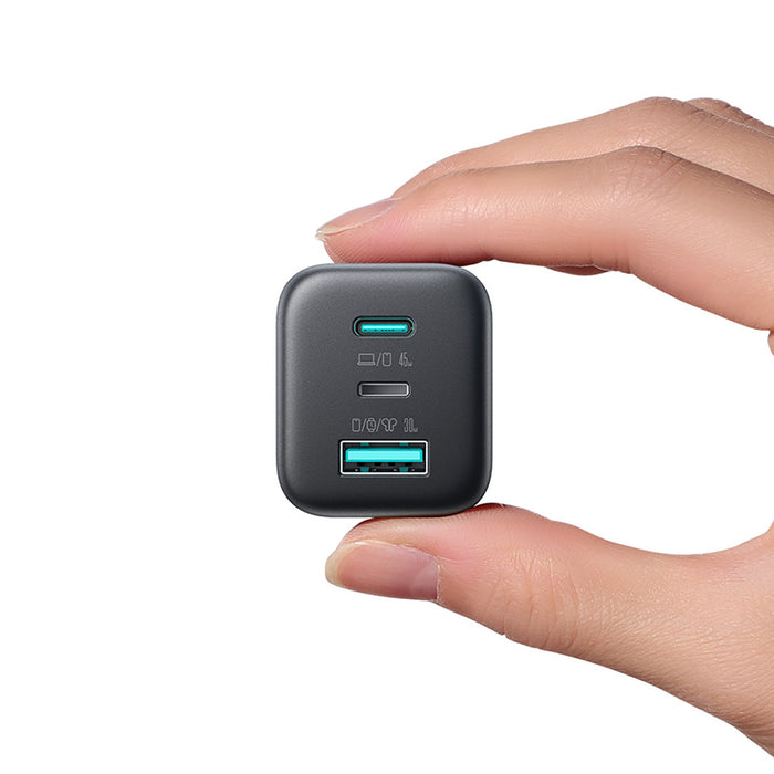 Зарядно за стена Joyroom JR-TO1 GaN 45 USB-C Lightning USB-A - черно